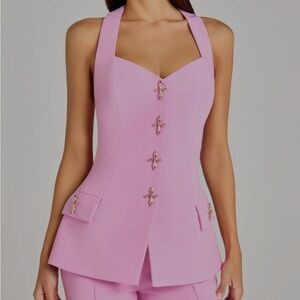 NWT SOLD OUT NADINE MERABI ZOE PINK WAISTCOAT SZ LARGE